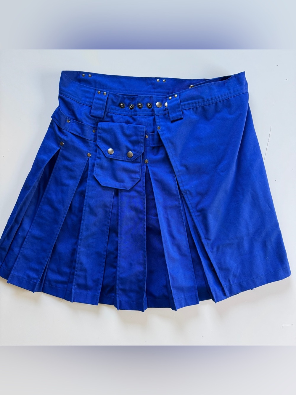 Stumptown Custom Blue Adjustable Kilt 21" 12 Pleat Waist 36-41 Utility Utilikilt